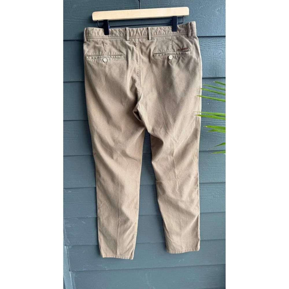 Massimo Dutti Casual Fit Textured Cotton Blend Chino Pants Tan 32x30 - Picture 3 of 15